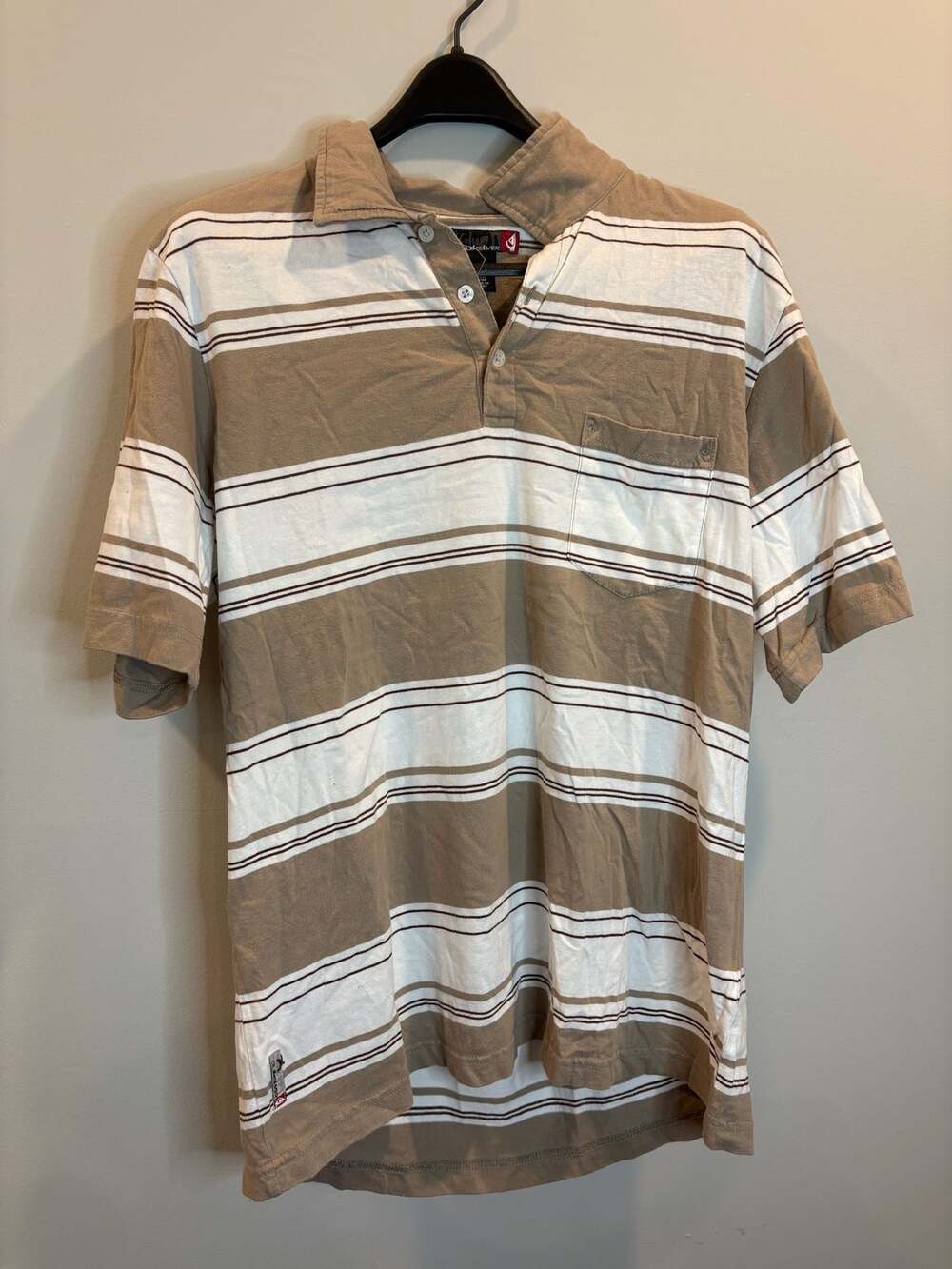 Quiksilver Vintage Striped Short Sleeve Polo Shirt with Chest Pocket